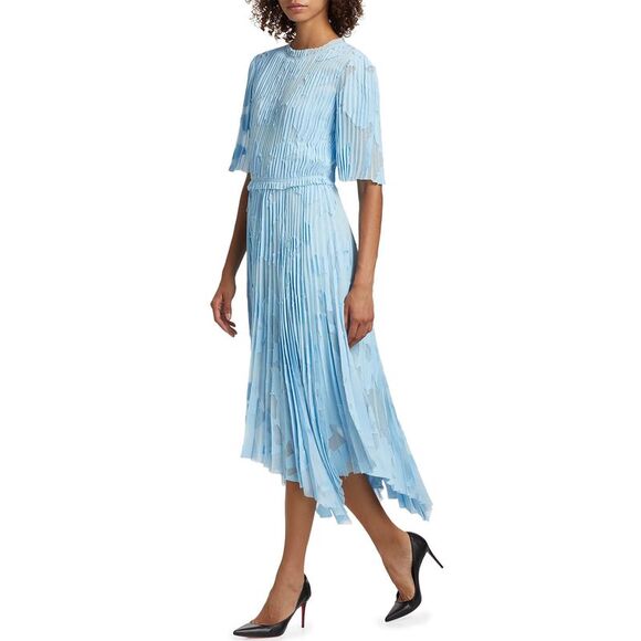 Jason Wu Collection Womens Pleated Devore Chiffon Midi Dress 8 Sky - NWT $2595 - Picture 1 of 7